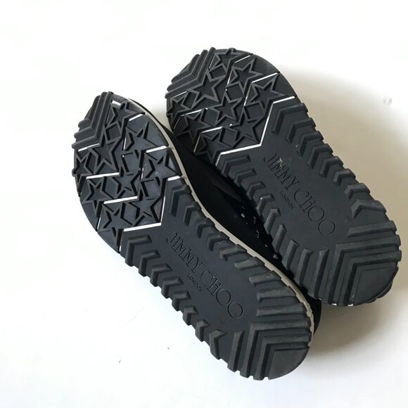 Jimmy Choo Verona Knit Sneakers Shoes Womens 38 8 Black White Slip On Studded - Picture 11 of 13